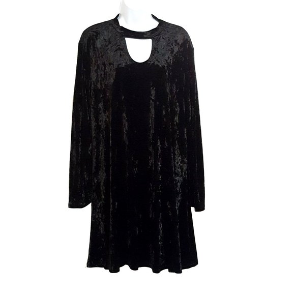 M Fasis Dresses M Fasis Crushed Black Velvet Swing Dress Xl Keyhole